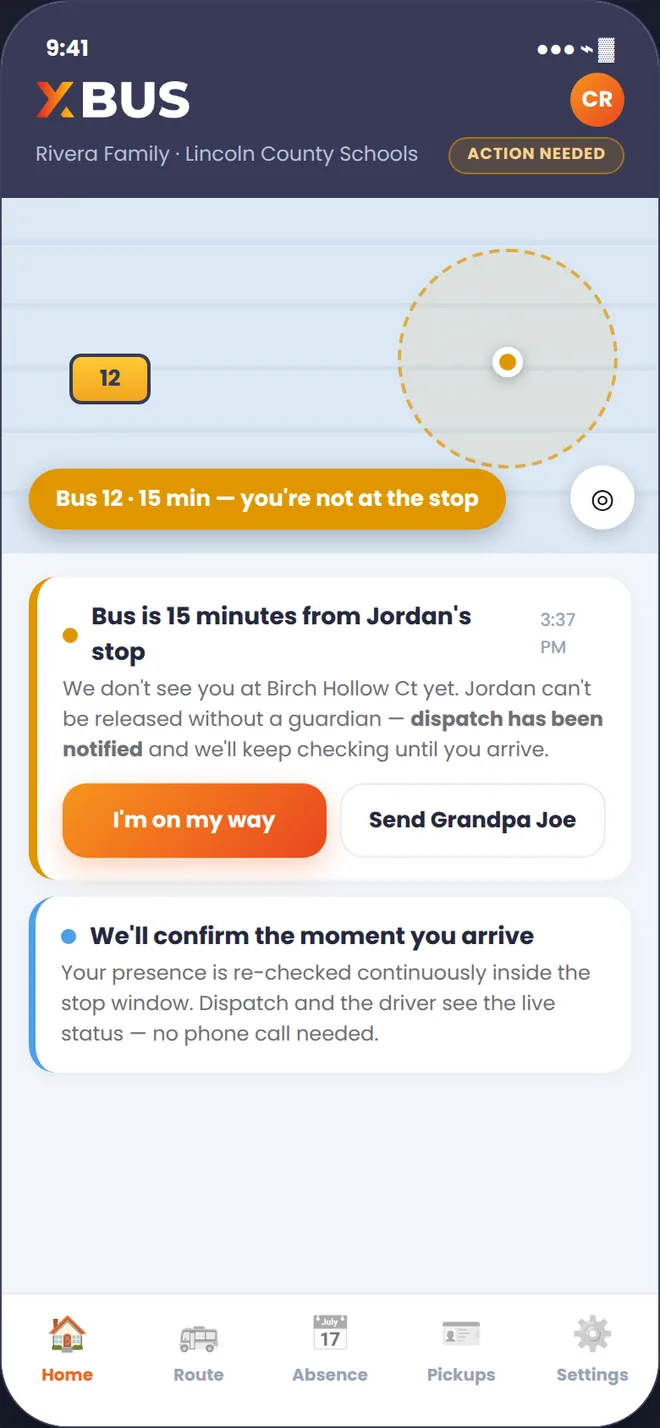 Family App — Nobody at the stop